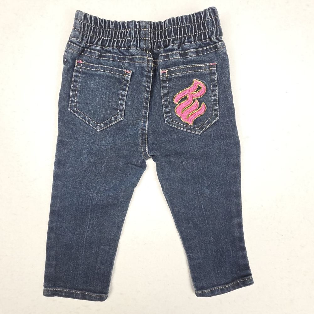 ROCAWEAR Classic Girls Infant Jeans 12M Denim Hip Hop Pink Gold Logo Back Pocket